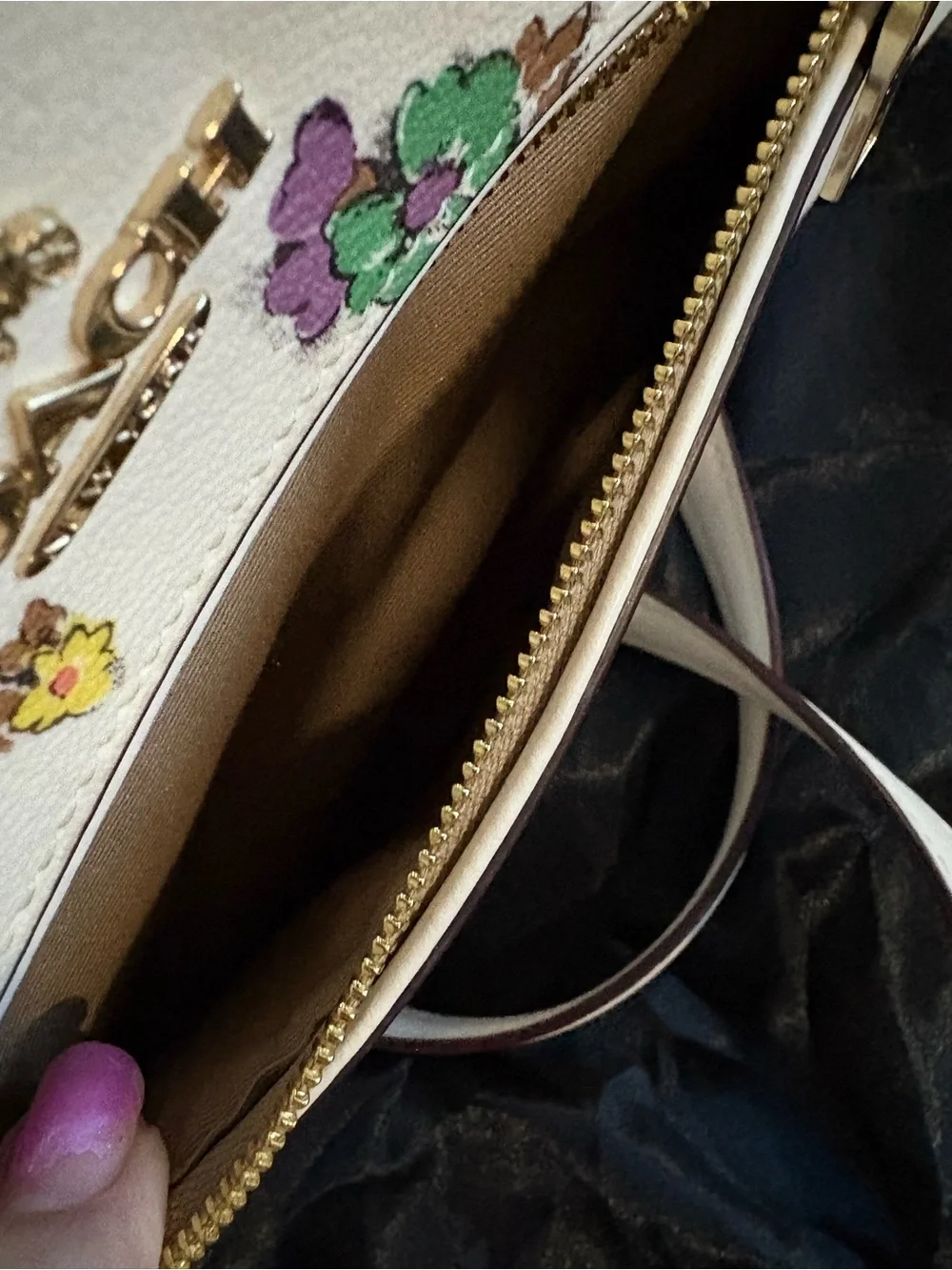 Coach Rowan Floral Print Crossbody Satchel with Gold Hardware